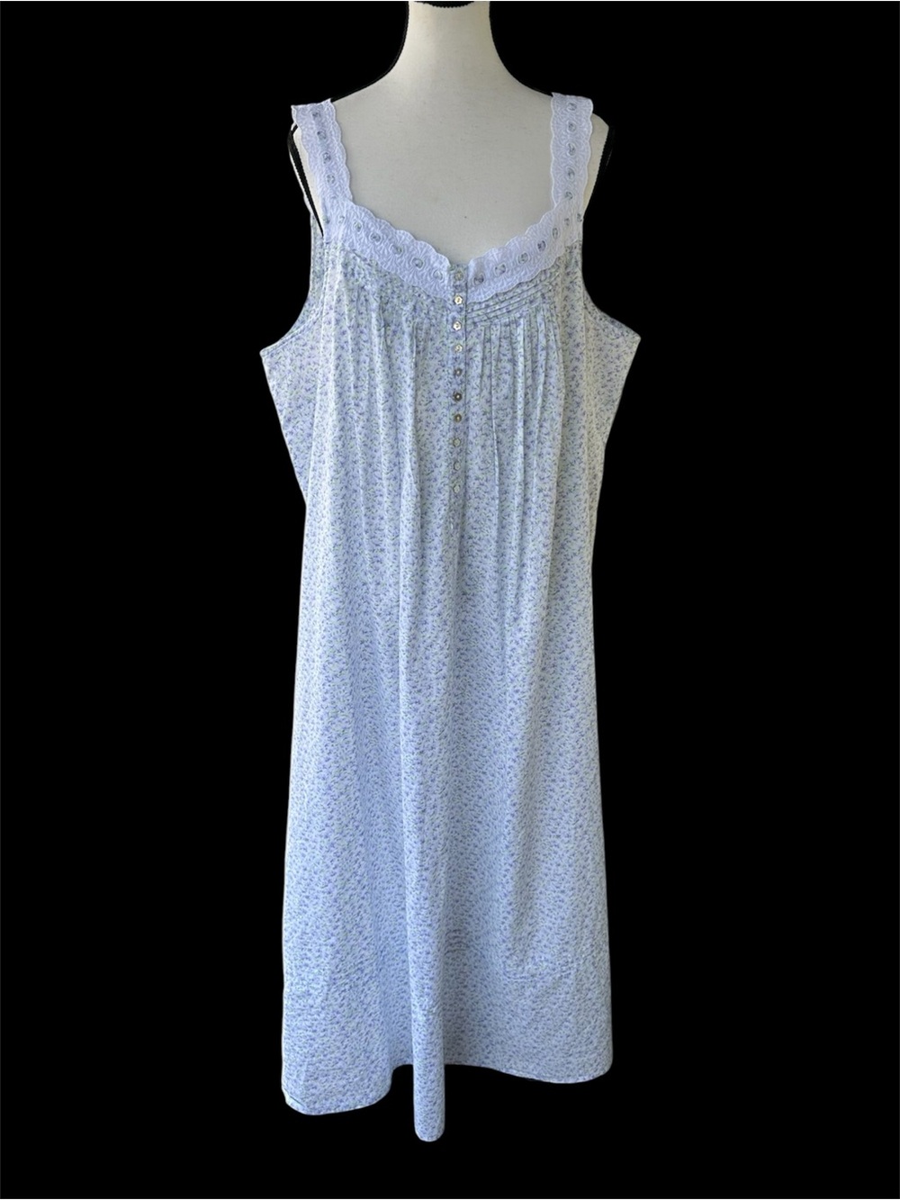 Eileen West Pale purple Floral Cotton Nightgown with Lace
